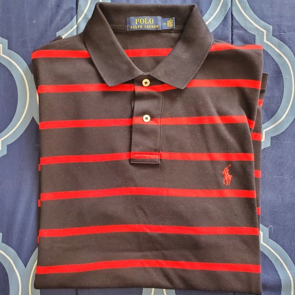 Medium Polo Ralph Lauren Black & Red Collared Shirt - Picture 1 of 2